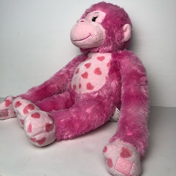 BuildABear Toys Buildabear Pink Monkey With Hearts Poshmark